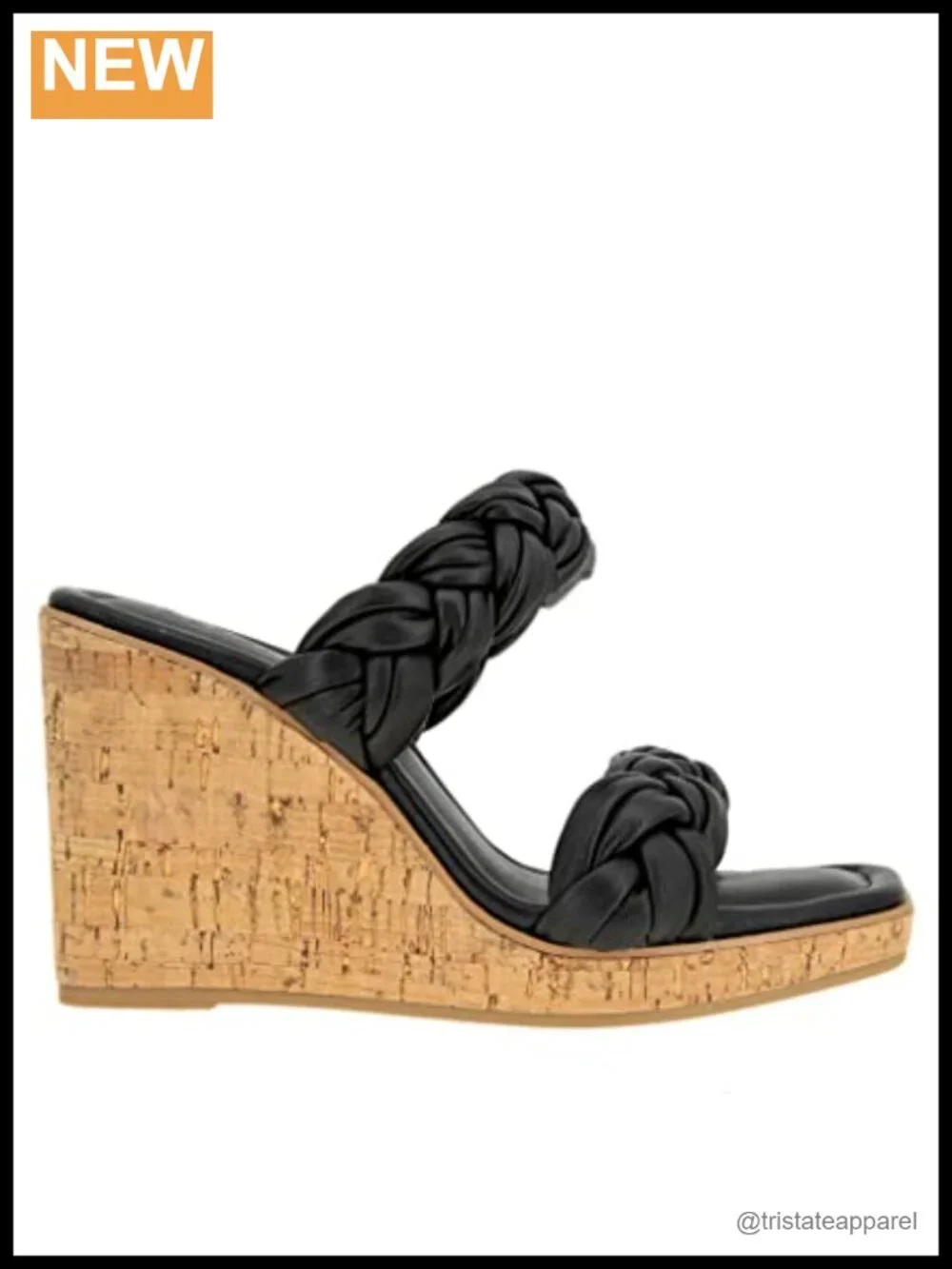Synthetic Wedge Sandal Square Open Toe Ankle Strap Slip On